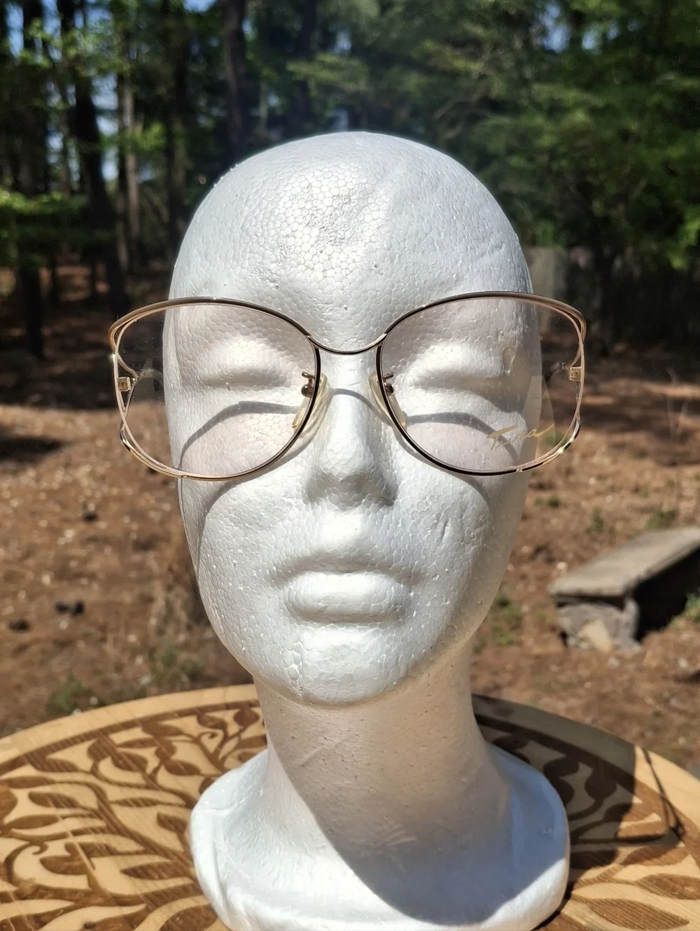 Brand New 90's Vintage Dead Stock Tura 406 Gold Tone & Taupe Eyeglasses
